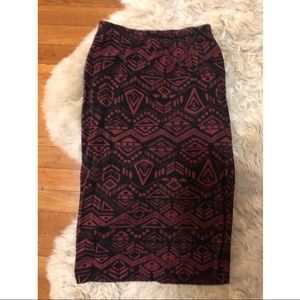 Bandu skirt tribal print black L pencil tight midi